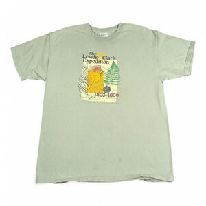 Vintage Lewis & Clark Expedition Shirt Adult LARGE Green American History 90s